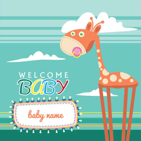 Welcome Baby Born Greeting Card Cuteのイラスト素材