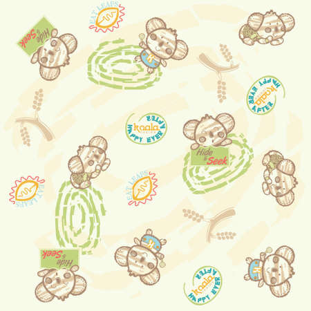 koala happy pattern seamlessのイラスト素材
