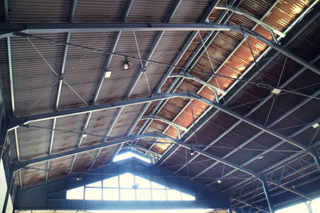 Rusty Tin Roof with Iron Frameの写真素材