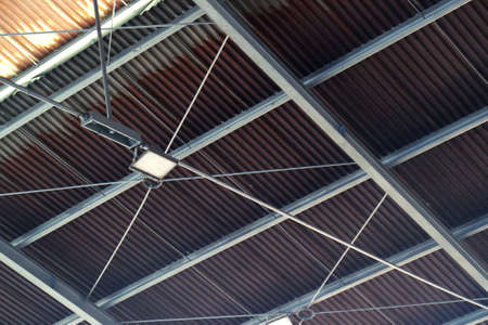 Tin Roof Architecture using Iron Frame with Lighting Elementの写真素材