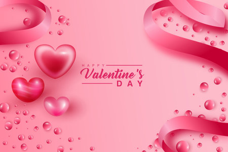 LOVE HEART RIBBON HAPPY  VALENTINES DAY GREETING CARDのイラスト素材