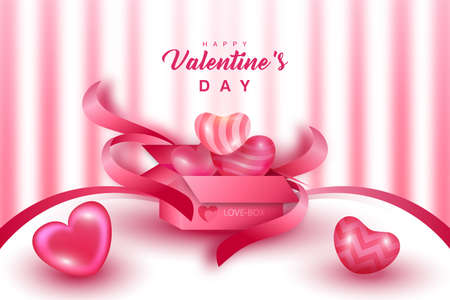 GIFT BOX LOVE HEART HAPPY VALENTINES DAY GREETING CARDのイラスト素材