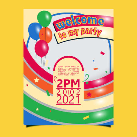 welcome to my party. birthday greeting cardのイラスト素材