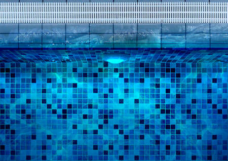 Top View Under Water Swimming Pool Lighting using LED Light with Single Lights at the Floor of Poolsideの写真素材