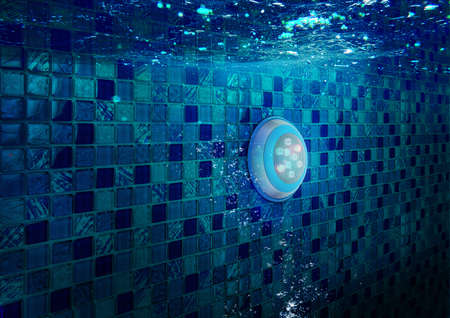 Underwater Swimming Pool Clear Water Using Circular LED Lightsの写真素材
