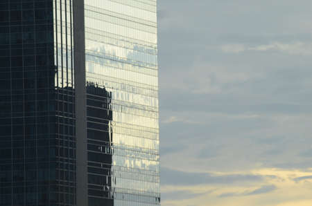 Outdoor photography of Building Facade Reflect images of the sky and buildingsの写真素材