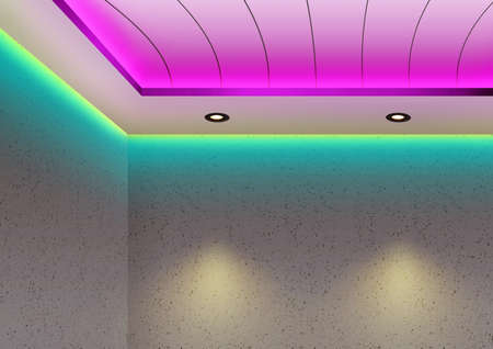 Illustration Design Concept Ceiling Lights Interior Design Using Two Downlights and Indirect LED Lightsの写真素材