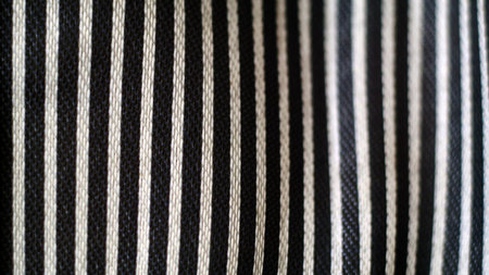 Close-Up of Black and White Vertical Striped Fabricの写真素材