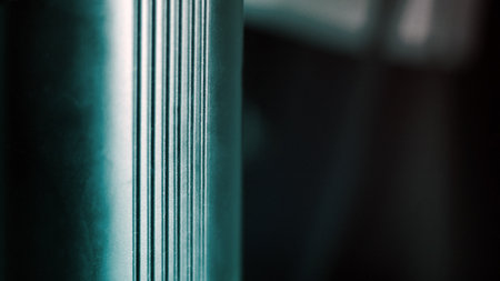 Close-Up of Metallic Cylinder with Vertical Grooved Texture Lines