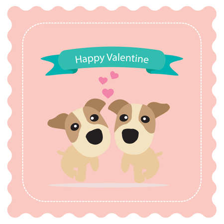 Happy valentine's day card with cute animal cartoon design.のイラスト素材