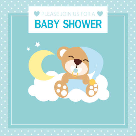 Baby shower invitation card with animal and balloon.のイラスト素材