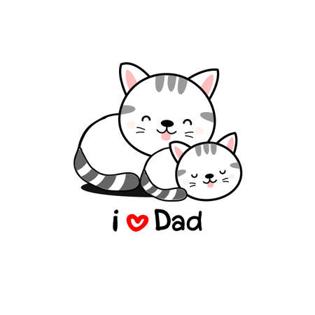 cute cat and a kitten for Father's day.のイラスト素材