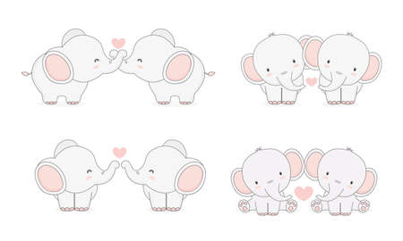 Falling in love elephants.のイラスト素材