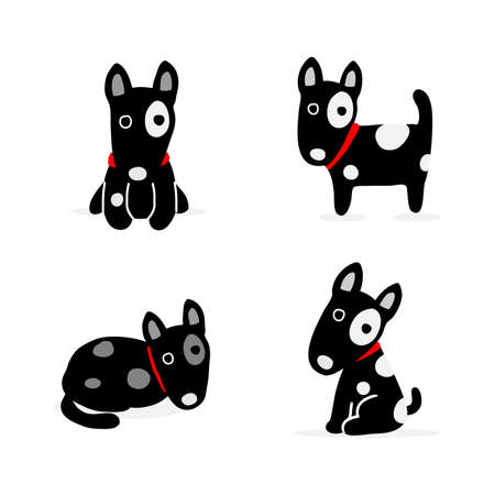 Cute Cartoon dog set. Vector illustration.のイラスト素材
