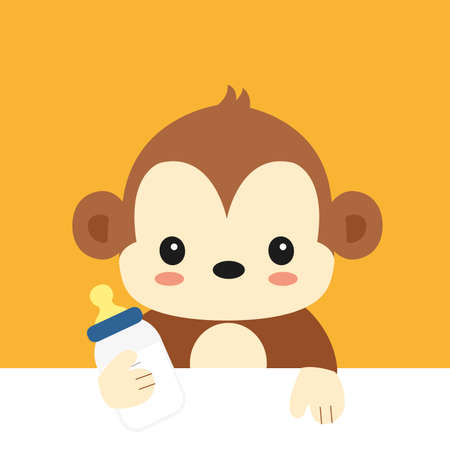 Cute cartoon baby Monkey.のイラスト素材
