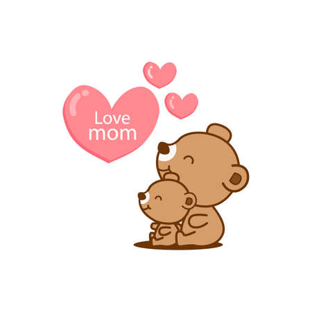 Happy Motherâs day. Mother bear hugging little baby.のイラスト素材