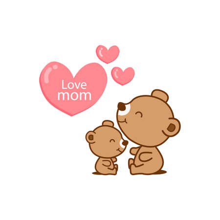 Happy Motherâs day. Mother bear hugging little baby.のイラスト素材