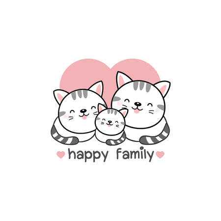 Cat Family Father Mother and baby.のイラスト素材