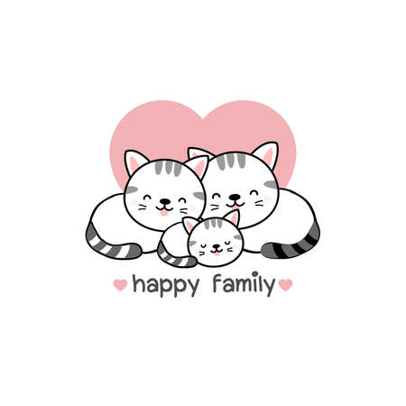 Cat Family Father Mother and baby.のイラスト素材