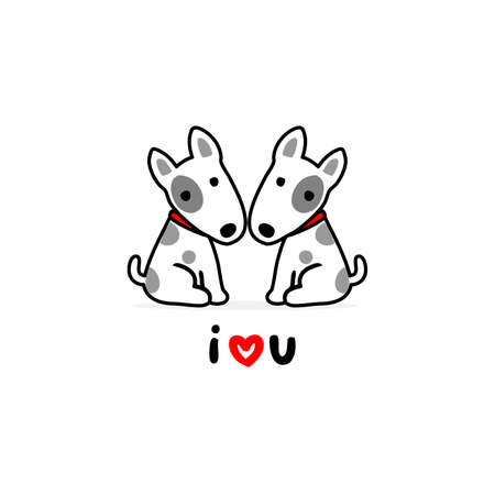 Valentine's day illustration. Couple terrier dog in love.のイラスト素材