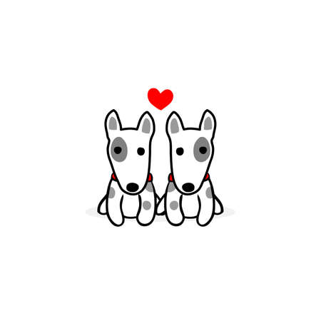Valentine's day illustration. Couple terrier dog in love.のイラスト素材