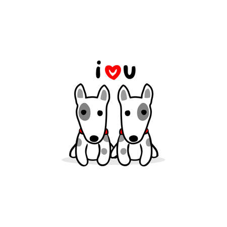 Valentine's day illustration. Couple terrier dog in love.のイラスト素材