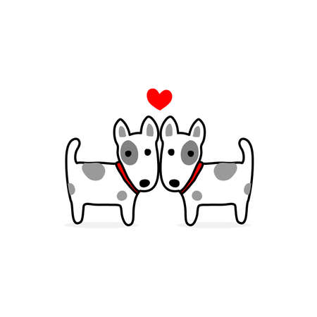 Valentine's day illustration. Couple terrier dog in love.のイラスト素材
