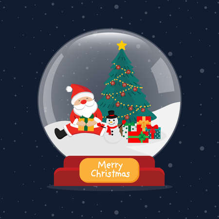 Christmas Snow Globe with funny Santa Claus.のイラスト素材
