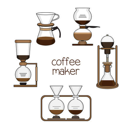 Set of coffee maker vector illustration.のイラスト素材