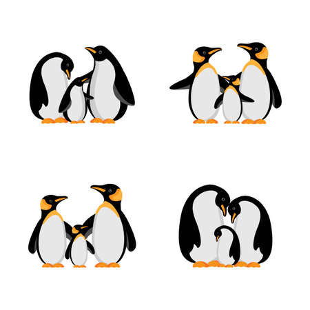 Cartoon happy penguin family.のイラスト素材