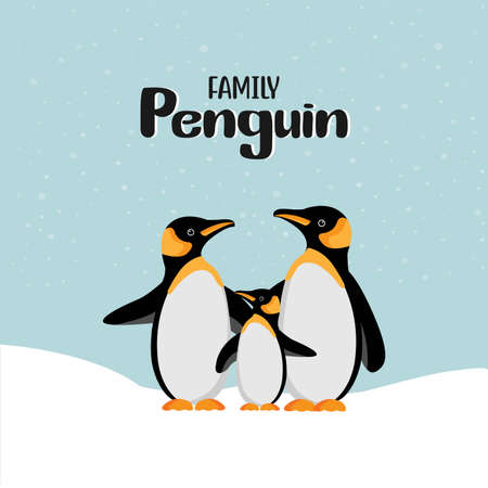 Cartoon happy penguin family.のイラスト素材