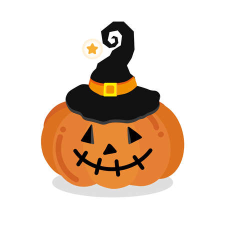 Happy halloween concept. Pumkin with scary face cartoon.のイラスト素材