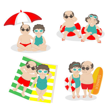 Retired couple on their summer vacation.のイラスト素材