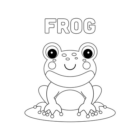 Coloring page outline of cartoon frog.のイラスト素材