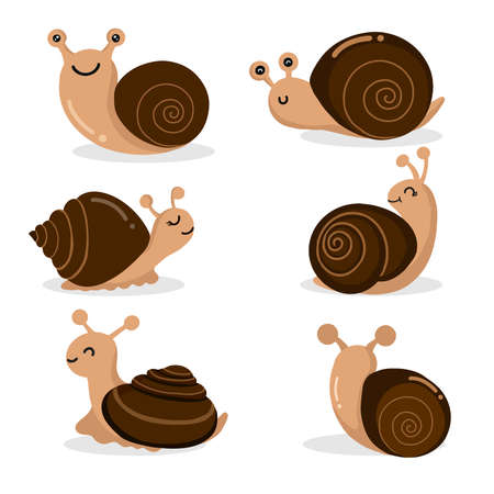 Set of Cute Snail Cartoon Character.のイラスト素材