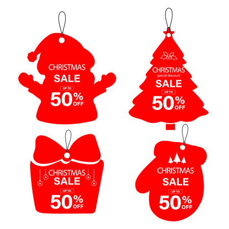 Collection of flat christmas badgesのイラスト素材