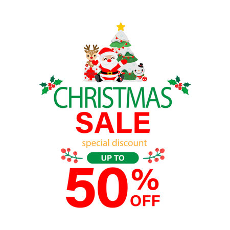 Christmas Sale Design Template. Calligraphy Inscription Christmas Sale.のイラスト素材