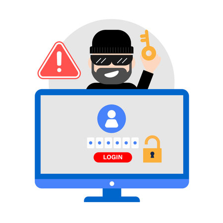 Hacker stealing login and password information from computer.のイラスト素材