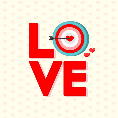 Love text with arrow targe for Happy Valentines day.のイラスト素材