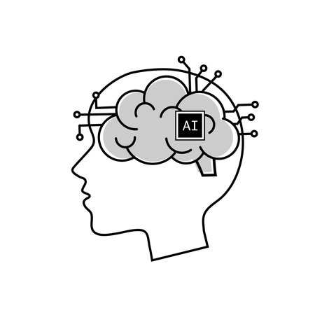 Artificial intelligence icon symbol technology system and artificial intelligence headのイラスト素材