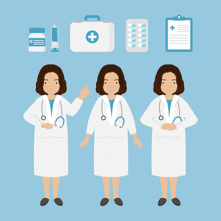 Doctor and Medical equipment.Vector illustration flat design style.のイラスト素材