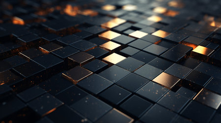 Abstract 3d square block background. Ai generated. Design visual element for banner header poster or coverの素材