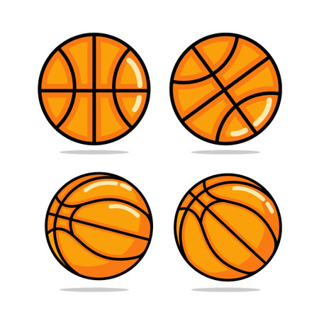 Set of basketball balls isolated on a white background. Vector illustration.のイラスト素材