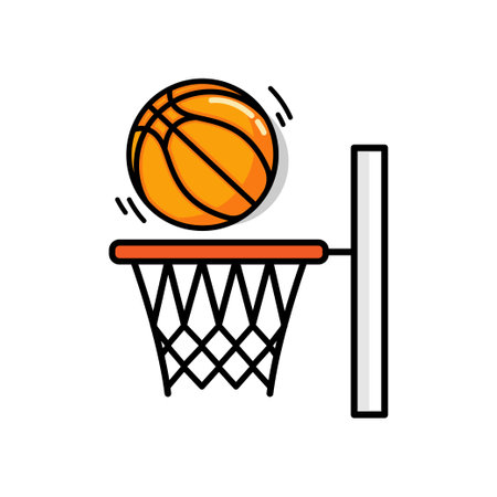 Basketball ball and hoop icon. Outline illustrationのイラスト素材