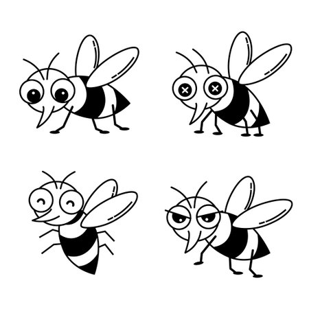 Mosquito Cartoon Character  on white background.のイラスト素材