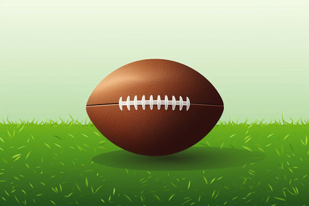 American football ball on green grass.Generative AIの素材