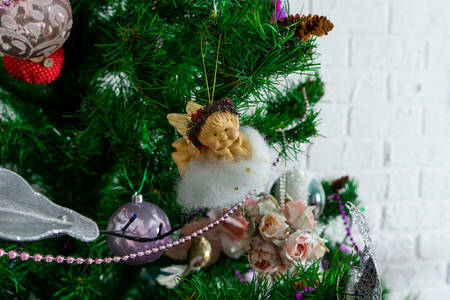 Christmas toy angel on the Christmas tree.の写真素材