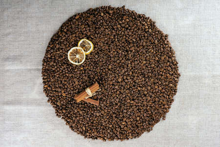Roasted coffee beans, can be used as a background. Coffee beans textureの写真素材