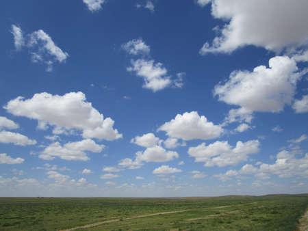Landscape scenery view of a grasslandの写真素材