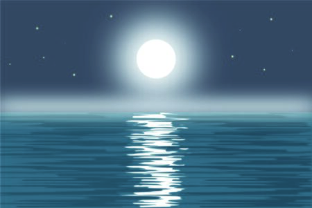 full moon on the seaのイラスト素材